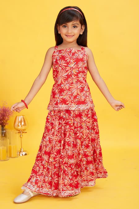 Maaikid Floral Sparkle Print Tunic With Skirt 