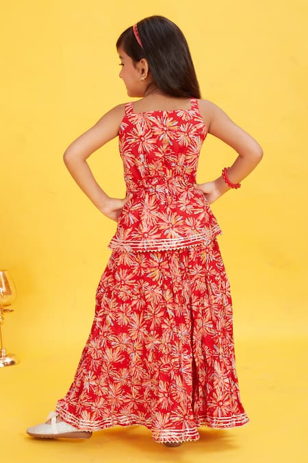 Maaikid Floral Sparkle Print Tunic With Skirt 