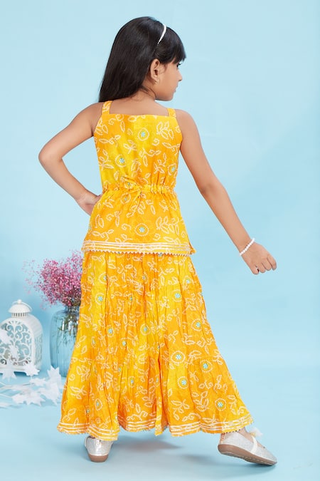 Maaikid Bandhani Print Tunic With Skirt 