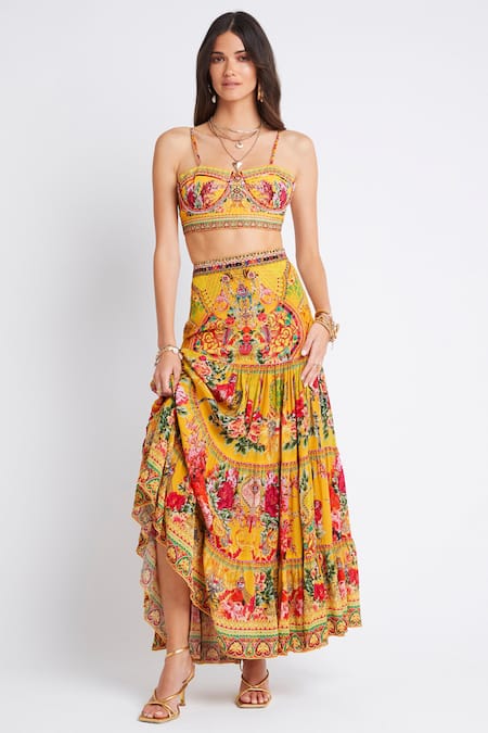 Zariaah Summer Garden Print Top & Skirt Set 