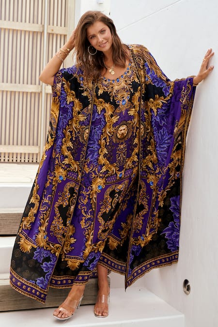 Zariaah Empress Print Kaftan With Long Robe 