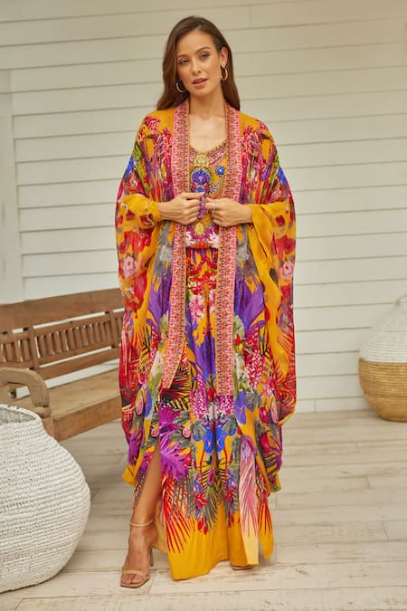 Zariaah Tropical Blossom Print Cape 