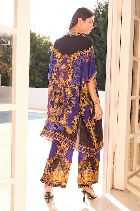 Zariaah Empress Abstract Print Kaftan With Palazzo 