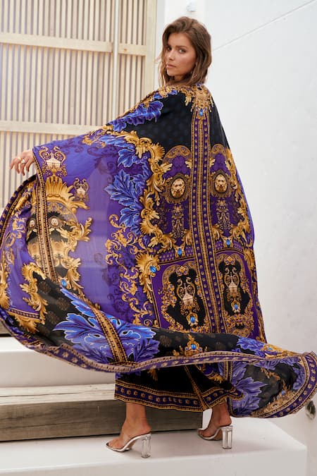 Shop_Zariaah_Blue Empress Longline Cape _at_Aza_Fashions