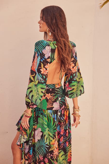 Zariaah Tropical Print Maxi Dress 