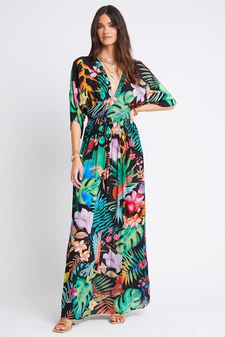 Zariaah Tropical Print Maxi Dress 