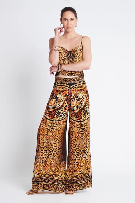 Zariaah Cleopatra Leopard Print Palazzo 