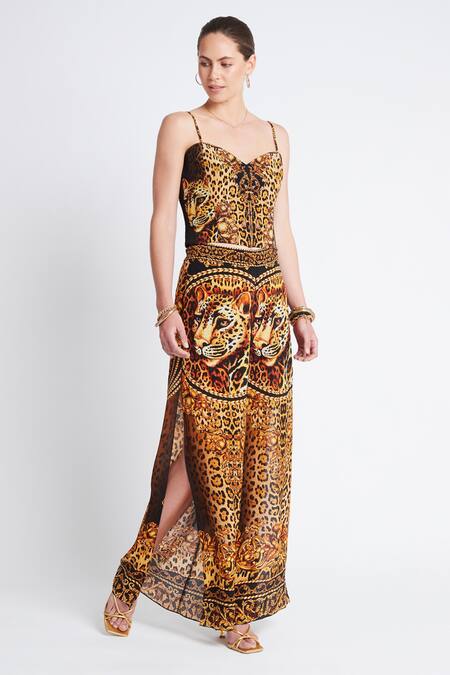 Zariaah Gold Viscose, Silk Cleopatra Leopard Print Palazzo Online at Aza Fashions Zariaah_Gold Viscose, Silk Cleopatra Leopard Print Palazzo _Online_at_Aza_Fashions