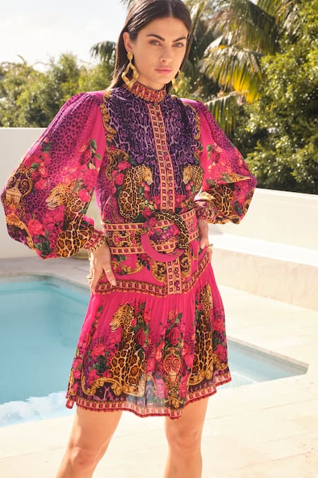 Shop Zariaah Purple Viscose, Silk Sequins, Embroidery Round Sapphire Button Down Short Dress Online at Aza Fashions Shop_Zariaah_Purple Viscose, Silk Sequins, Embroidery Round Sapphire Button Down Short Dress _Online_at_Aza_Fashions
