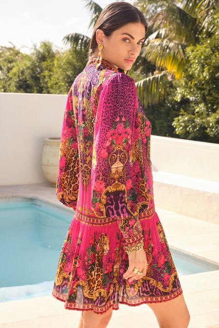 Zariaah Purple Viscose, Silk Sequins, Embroidery Round Sapphire Button Down Short Dress at Aza Fashions Zariaah_Purple Viscose, Silk Sequins, Embroidery Round Sapphire Button Down Short Dress _at_Aza_Fashions