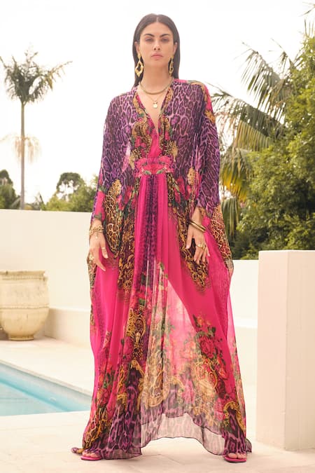 Zariaah Sapphire Chiffon Printed Kaftan 