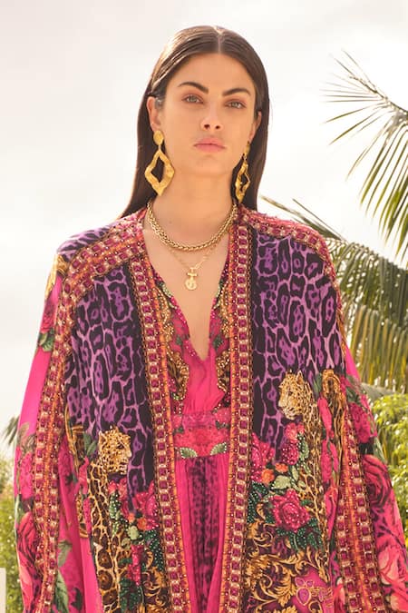 Zariaah_Purple Sapphire Printed Cape _Online_at_Aza_Fashions