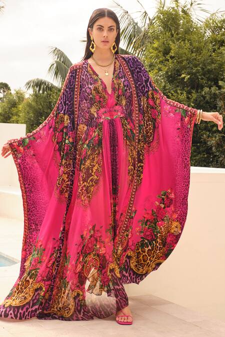 Buy_Zariaah_Purple Sapphire Printed Cape _Online_at_Aza_Fashions