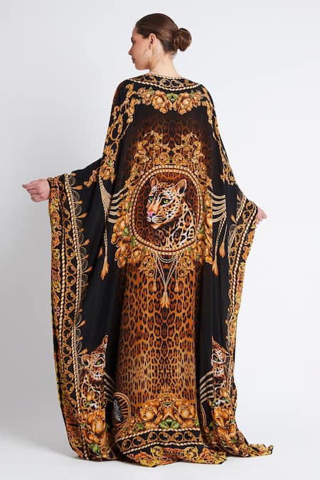 Shop_Zariaah_Black Cleopatra Viscose Silk Cape _at_Aza_Fashions