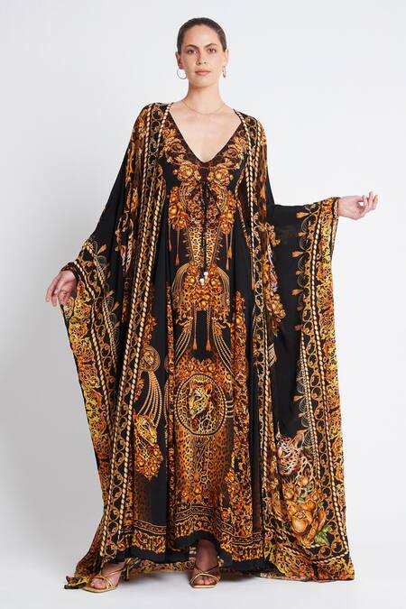 Zariaah_Black Cleopatra Viscose Silk Cape _Online_at_Aza_Fashions