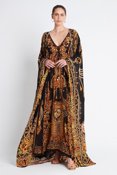 Buy_Zariaah_Black Cleopatra Viscose Silk Cape _Online_at_Aza_Fashions