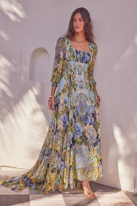 Zariaah Bloom Garden Print Maxi Dress 