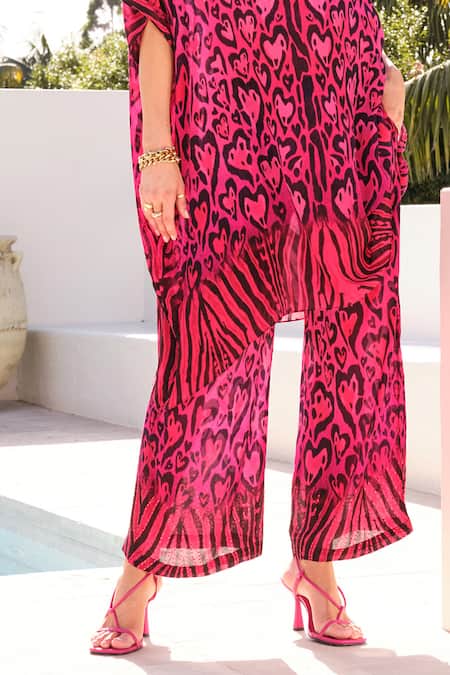 Buy_Zariaah_Pink Viscose Love Hearts Print Palazzo Pant _Online_at_Aza_Fashions