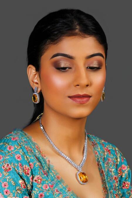 Studio6 Jewels Multi Color Zari, Stones Zirconia Studded Pendant Necklace Set Online at Aza Fashions Studio6 Jewels_Multi Color Zari, Stones Zirconia Studded Pendant Necklace Set_Online_at_Aza_Fashions