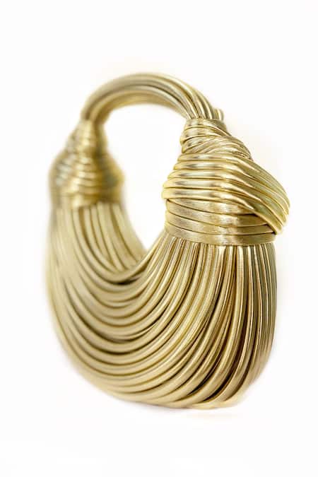 Shop Shashe Gold Vegan Leather Rope Bag at Aza Fashions Shop_Shashe_Gold Vegan Leather Rope Bag_at_Aza_Fashions
