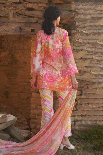 Archana Shah Daisy Zardosi & Mirror Embroidered Kurta Sharara Set 