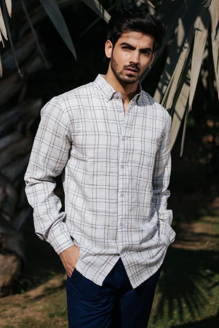 Artless Grey Recycled Cotton Printed Checkered Me Out Shirt 