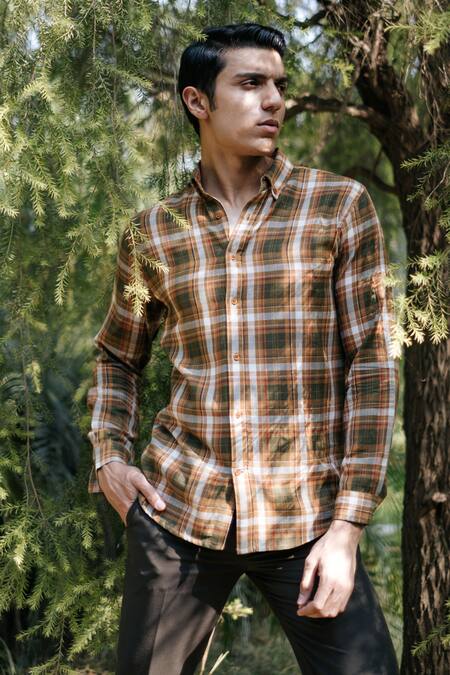 Buy_Artless_Multi Color Recycled Cotton Printed Checkered Madras Checks Shirt_Online_at_Aza_Fashions
