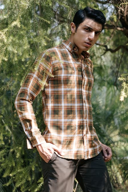 Shop_Artless_Multi Color Recycled Cotton Printed Checkered Madras Checks Shirt_Online_at_Aza_Fashions