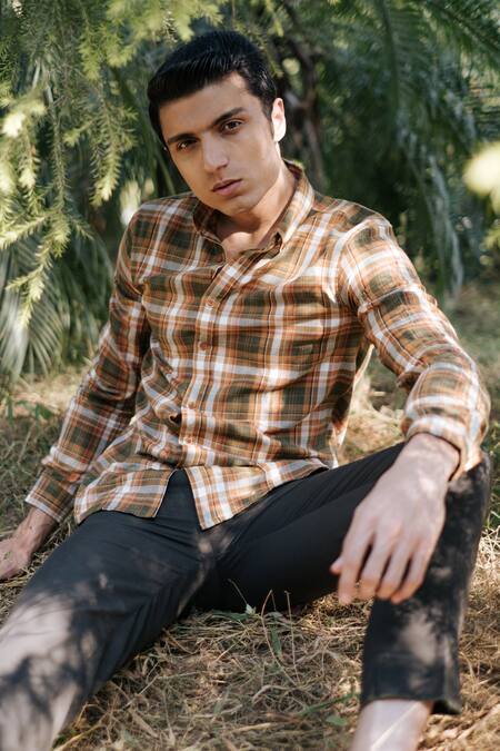 Artless_Multi Color Recycled Cotton Printed Checkered Madras Checks Shirt_at_Aza_Fashions