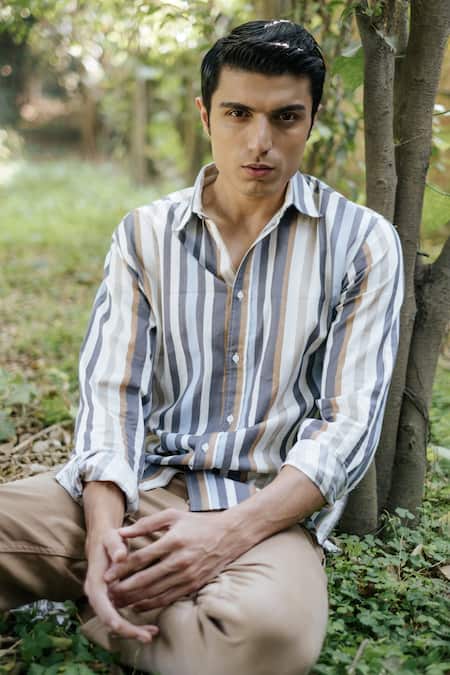 Buy_Artless_Multi Color Recycled Cotton Printed Zebra Cross Shirt