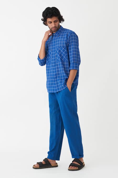 Kashmiri Blue Co-ord Set Pants & Shirt