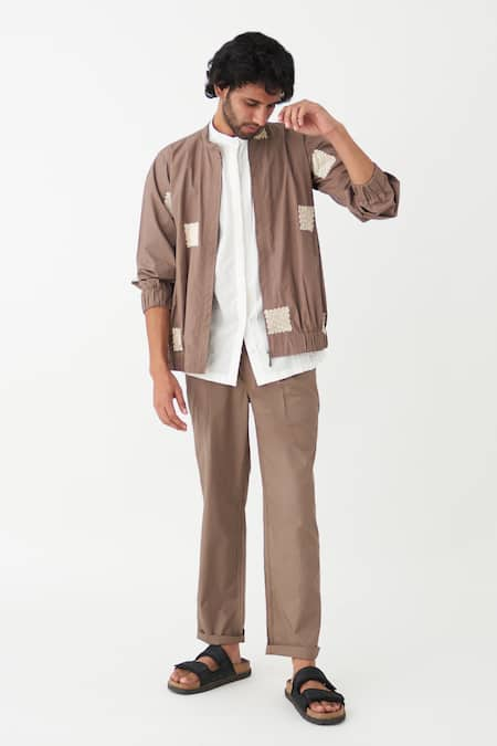 THREE Embroidered Bomber Jacket Pant Set 