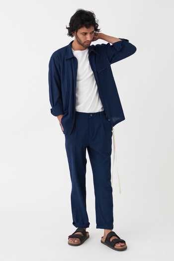 Three Solid Shacket & Pant Set 
