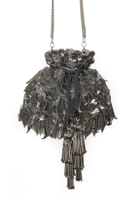 SG Collection By Sonia Gulrajani Grey Embellished Evening In Paris Potli Bag Online at Aza Fashions SG Collection By Sonia Gulrajani_Grey Embellished Evening In Paris Potli Bag _Online_at_Aza_Fashions