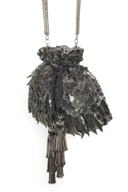 Buy SG Collection By Sonia Gulrajani Grey Embellished Evening In Paris Potli Bag Online at Aza Fashions Buy_SG Collection By Sonia Gulrajani_Grey Embellished Evening In Paris Potli Bag _Online_at_Aza_Fashions