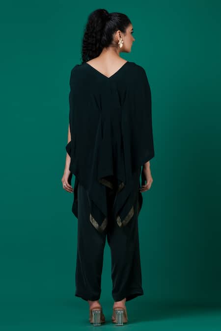 Megha Garg Draped Embroidered Top With Pant 