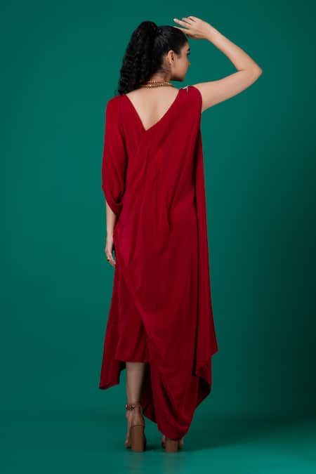 Megha Garg Placement Hand Embroidered Draped Dress 