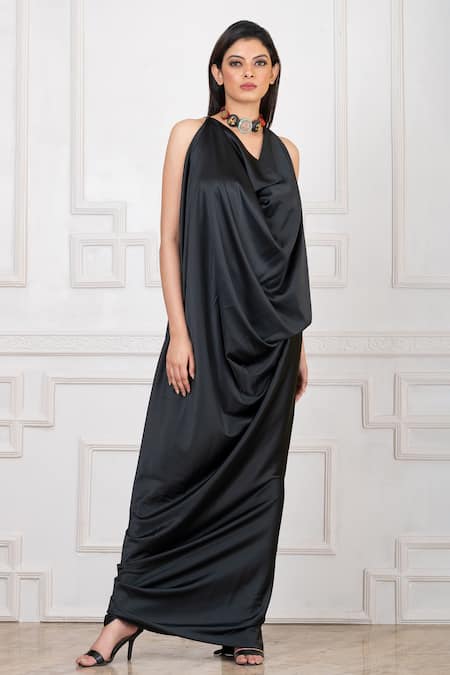 Samiksha Textile Women Gown Black Dress - Buy Samiksha Textile Women Gown  Black Dress Online at Best Prices in India | Flipkart.com