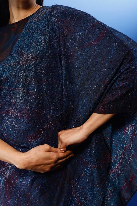 Forty Four_Multi Color Chiffon, Satin, Handloom Cotton Gradient Print Drape Skirt Set_Online_at_Aza_Fashions
