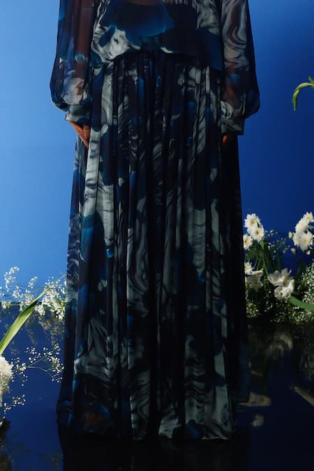 Buy_Forty Four_Multi Color Bandeau , Round Gradient Print Corset Dress Pant Set _Online_at_Aza_Fashions