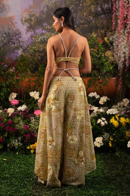 Buy Moledro Green Organza, Cotton Sequins, Alana Rhinestone Embellished Pant Set With Cape Online at Aza Fashions Buy_Moledro_Green Organza, Cotton Sequins, Alana Rhinestone Embellished Pant Set With Cape _Online_at_Aza_Fashions