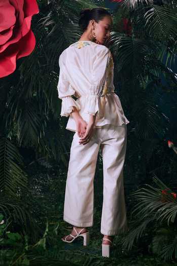 Chandrima Chanderi Floral Applique Embroidered Shirt 