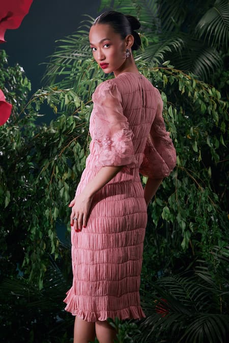 Chandrima Floral Applique Work Dress 