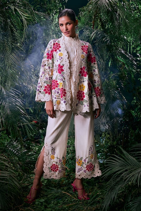 Chandrima Blossom Garden Cut Work Jacket 