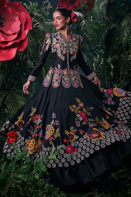 Chandrima Florence Applique Layered Lehenga 