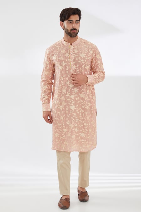 Rabani & Rakha Parsi Gara Embroidered Kurta & Trouser Set 