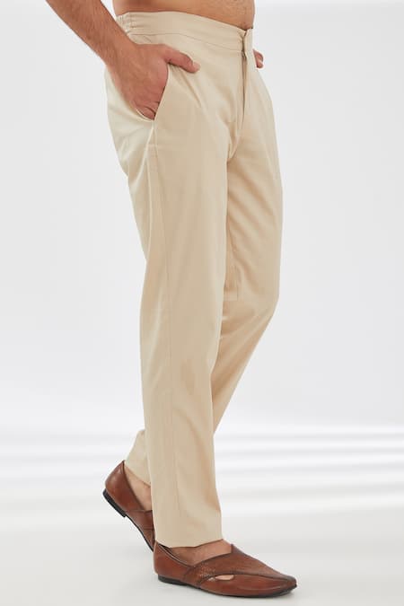 Shop_Rabani & Rakha_Pink Silk, Cotton Embroidery Parsi Gara Kurta And Trouser Set _Online_at_Aza_Fashions