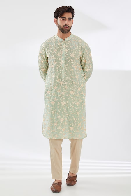 Rabani & Rakha Floral Embroidered Kurta & Pant Set 