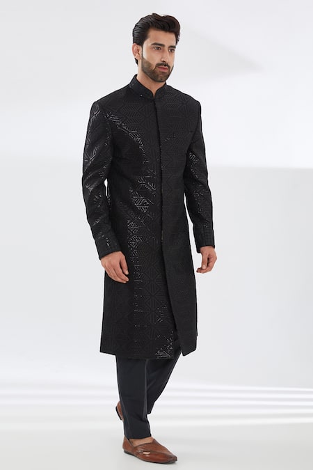 Rabani & Rakha Astral Geometric Embroidered Sherwani Set 