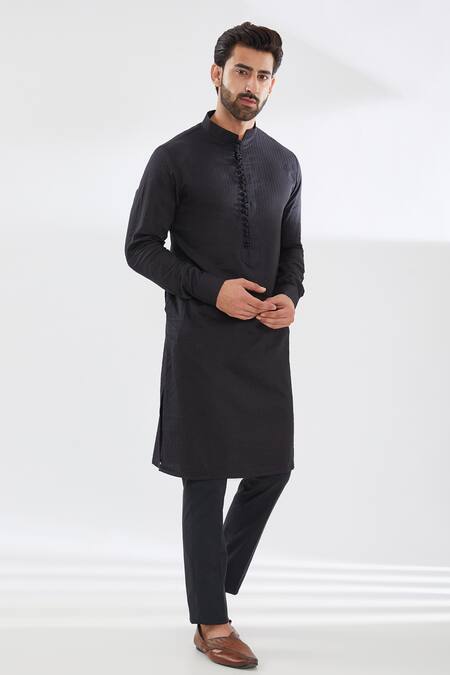 Rabani & Rakha Black Georgette, , Silk, Satin Astral Geometric Sherwani Set Online at Aza Fashions Rabani & Rakha_Black Georgette, , Silk, Satin Astral Geometric Sherwani Set _Online_at_Aza_Fashions